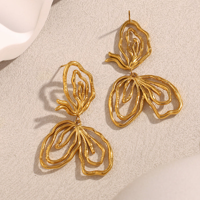 Wholesale Retro exaggerated light luxury ear accessories with stainless steel plated lines and abstract earrings