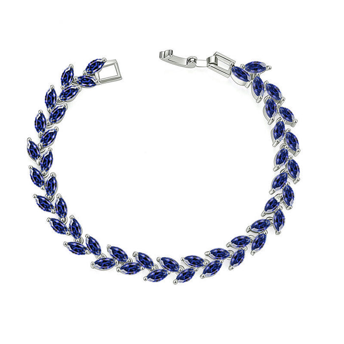 Wholesale Crystal Willow Leaf Bracelet Bracelet Jewelry Fashion Copper Zircon Bracelet