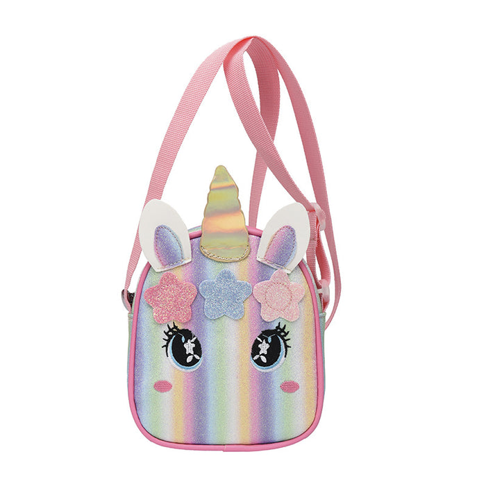 Wholesale Unicorn embroidered rainbow children's bag crossbody bag baby girl small schoolbag shoulder bag