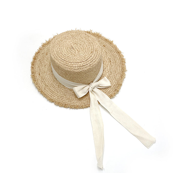 Wholesale Letter Embroidered Straw Hat Seaside Vacation Loose-Brimmed Beach Hat