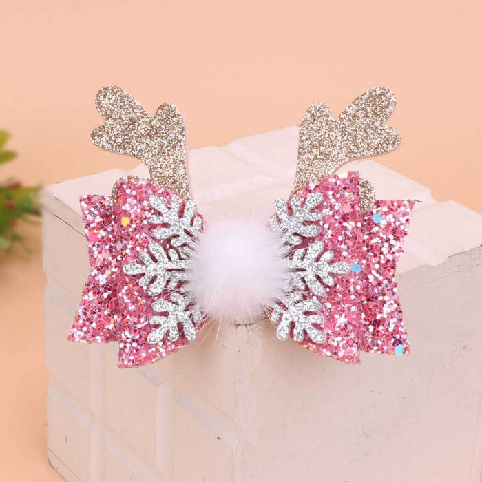 Wholesale Children Christmas Snowflake Fabric Bow Hairpin JDC-HC-Bais005