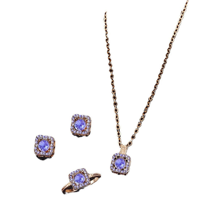Wholesale 3pcs/ set Square Necklace,  Ring,  and Stud Earrings Set