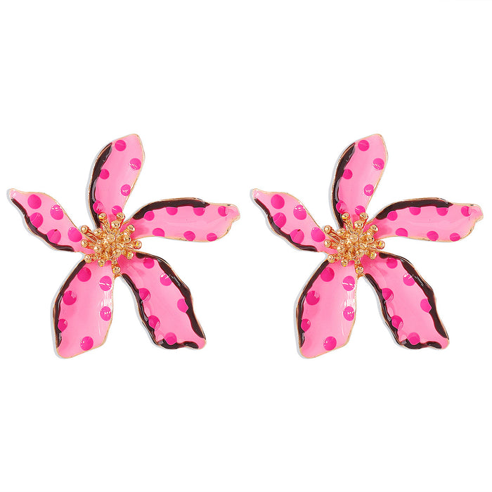 Wholesale Alloy Drop Oil Flower Polka Dot Earrings JDC-ES-QianDi028
