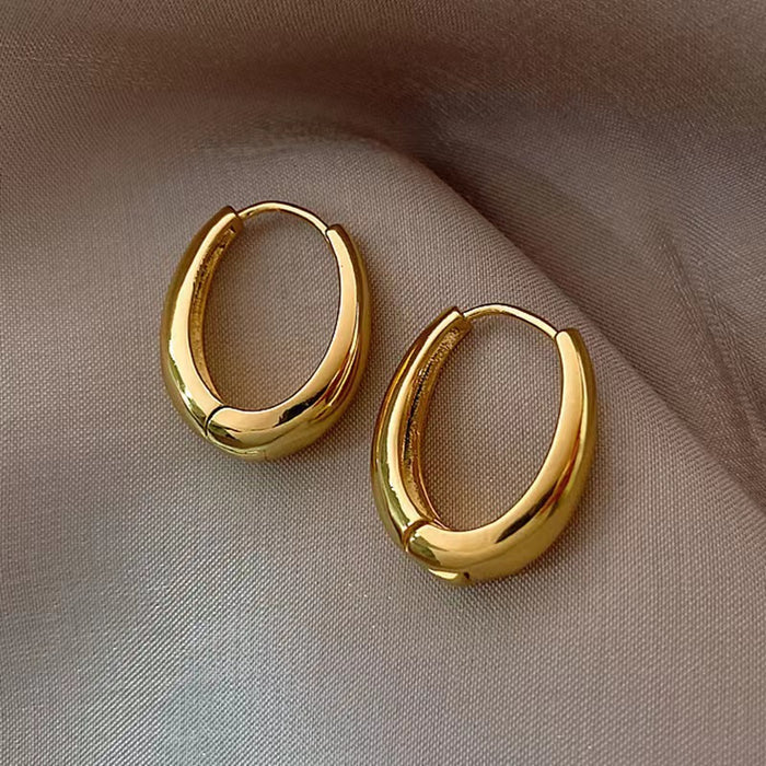 Wholesale smooth metal U-shaped earrings geometric oval earrings accessories