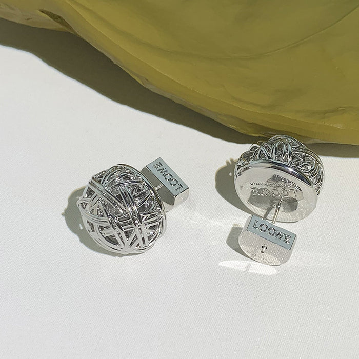 Wholesale Gold openwork woven exaggerated earrings