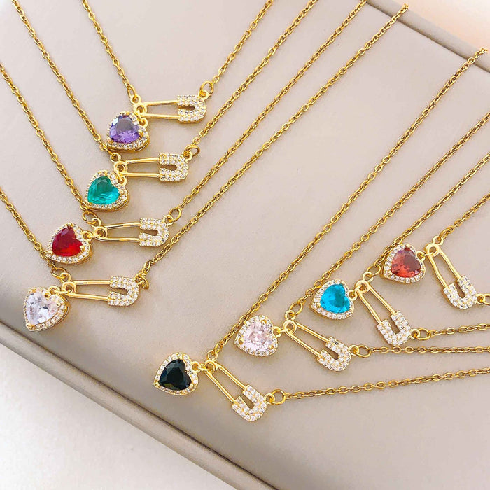 Wholesale Trendy Love Pin Necklace Titanium Steel Real Gold Plating Fashion Accessory