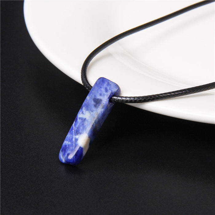 Wholesale Irregularly shaped raw stone flat tube pendant and stone bead necklace