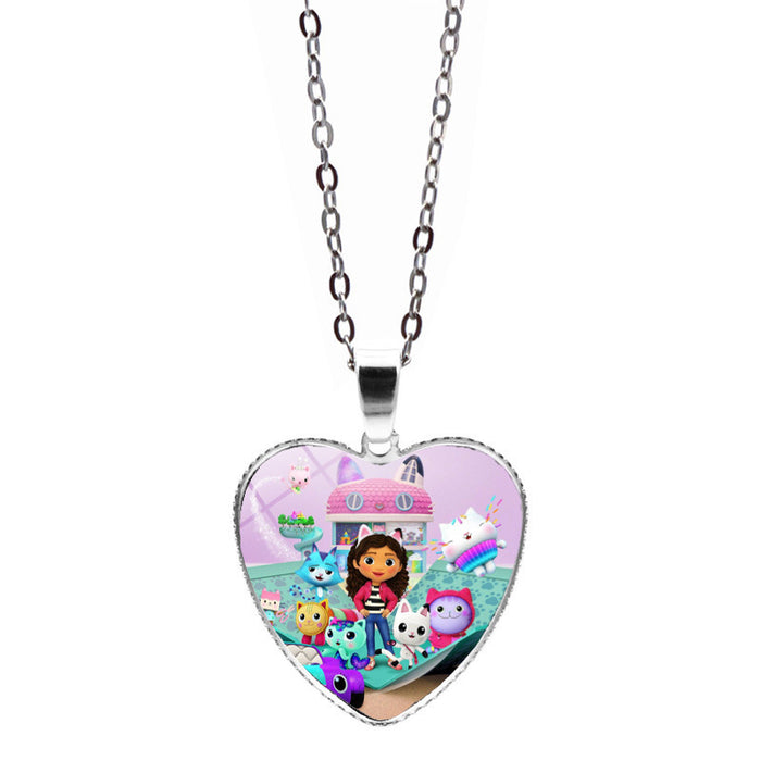 Wholesale Anime Gabby's Dollhouse Love Necklace Jewelry Girl Gift Cartoon Heart Pendant Sweater Chain JDC-NE-JY004