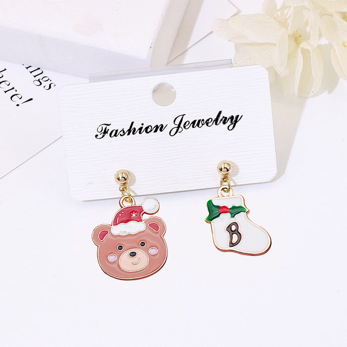 Wholesale Metal Electroplated Christmas Earrings Snowflake Elk Design Chic Fashion Access MOQ≥2 MOQ≥