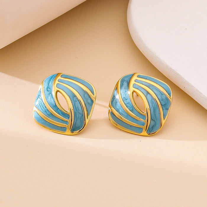 Wholesale hollow oval earrings titanium steel earrings