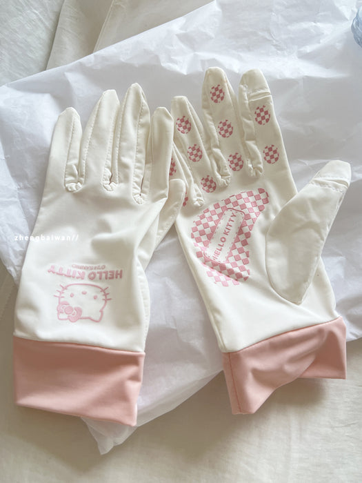 Wholesale Summer Sunscreen Ice Silk Non-slip  Gloves Cute Full-finger Thin Anti-driving Gloves