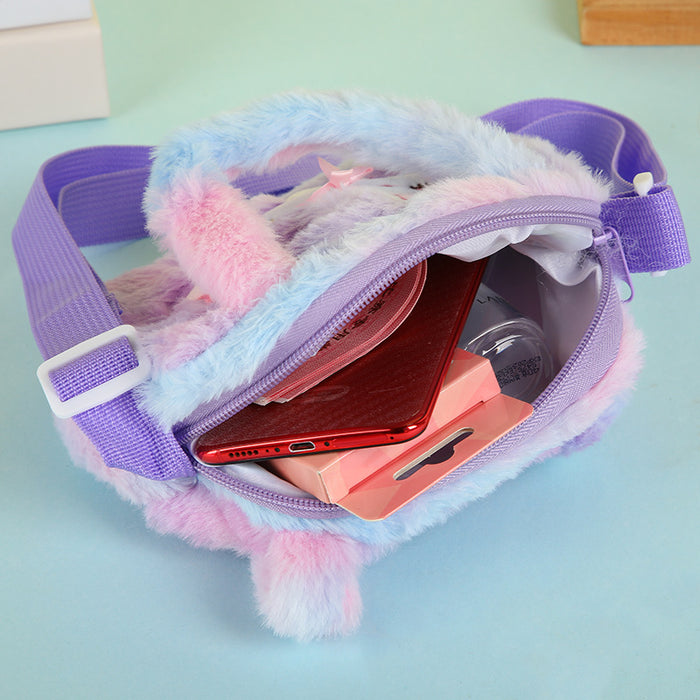 Wholesale Children' s Cute Unicorn Plush Shoulder Bags Cartoon