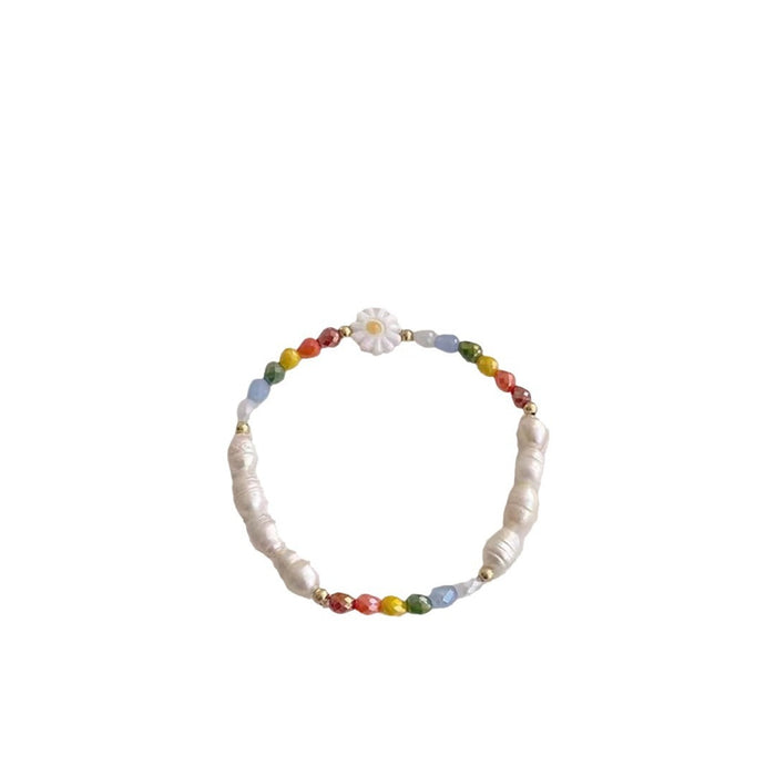 Wholesale Colorful Pearl Flower Necklace Women's Light Luxury Clavicle Chain Temperament Design Necklace