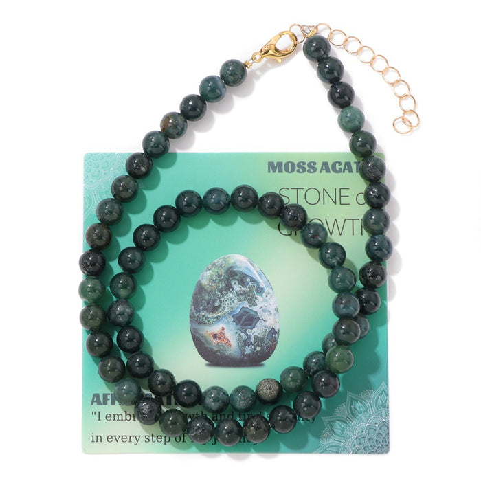 Wholesale 6mm stone bead necklace packaged with an adjustable clasp suitable as a collarbone necklace