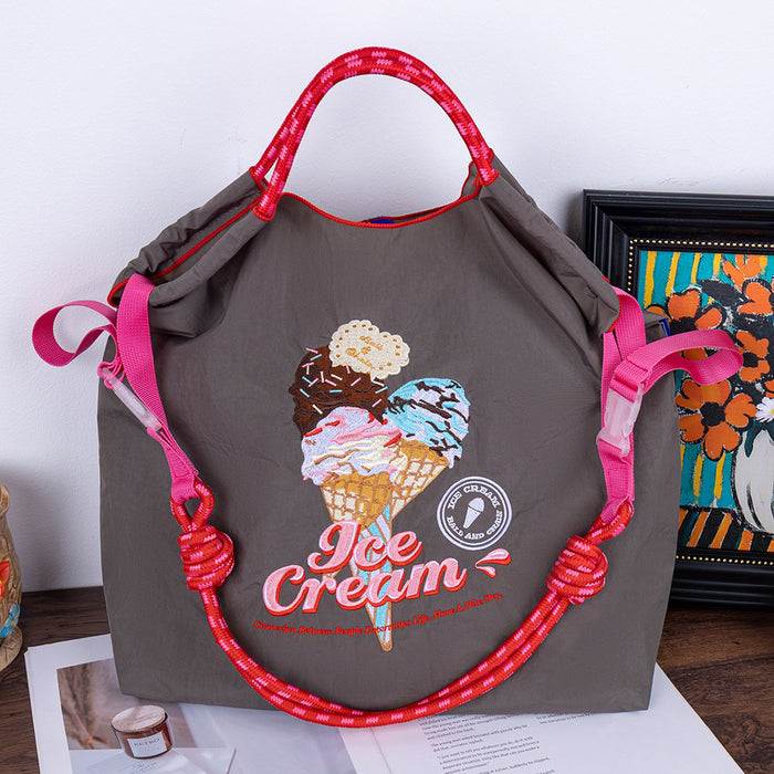 Wholesale Canvas bag embroidery shopping bag tote bag large capacity bag women' s handbag crossbody bag