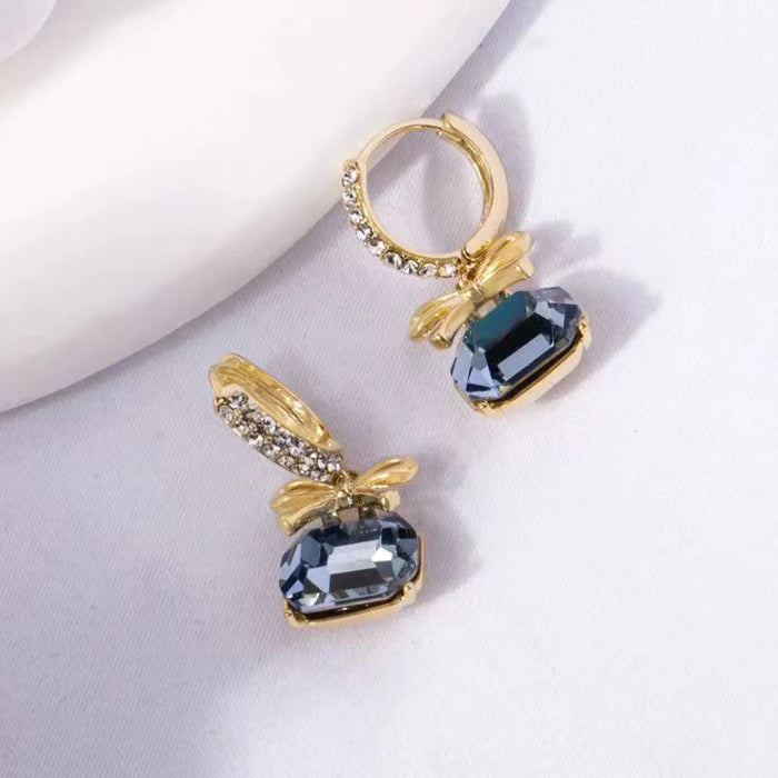 Wholesale Blue Crystal Butterfly Combined Gold Earrings JDC-ES-YuHang005
