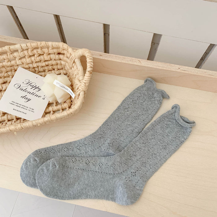 Wholesale Socks, mid tube socks, combed cotton hollow out cute mesh pile socks