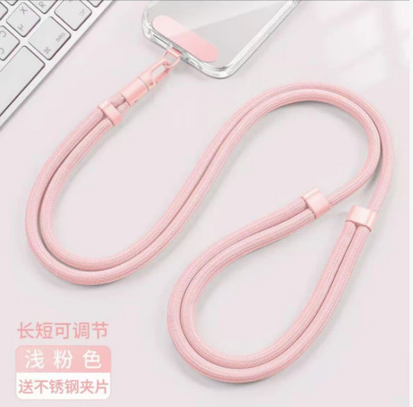 Wholesale Mobile phone lanyard  neck hanging  crossbody  retractable and adjustable anti-lost lanyard with stainless steel clip,  universal style