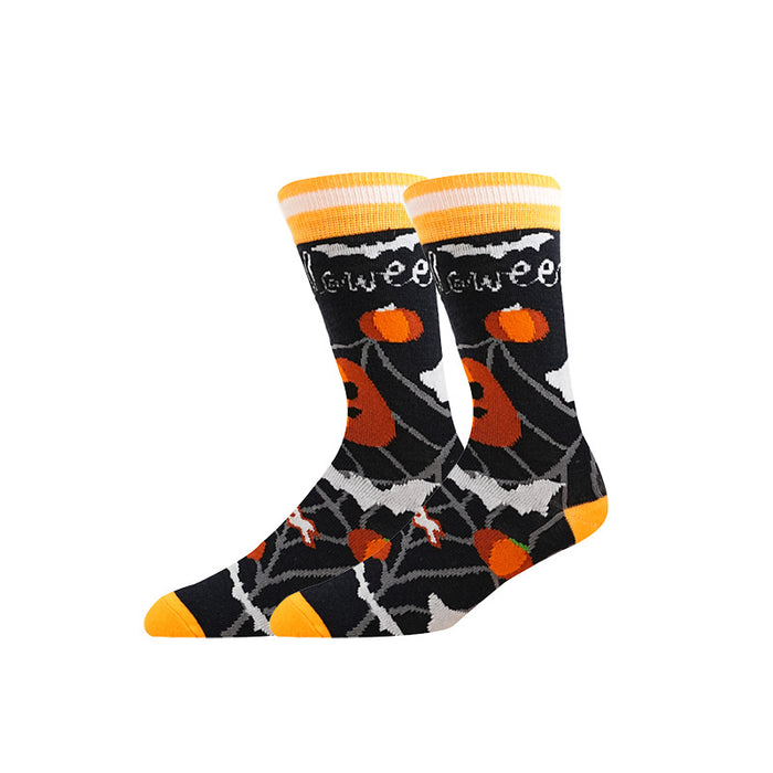 Wholesale  element pattern pumpkin ghost skull autumn and winter style warm breathable mid-tube socks