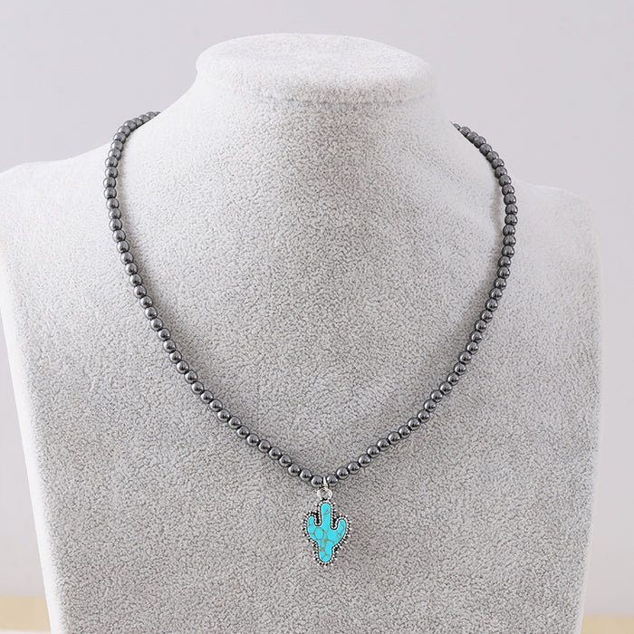 Wholesale Fashionable black round bead necklace for women,  cowboy boots with bull head and five-pointed star ornaments