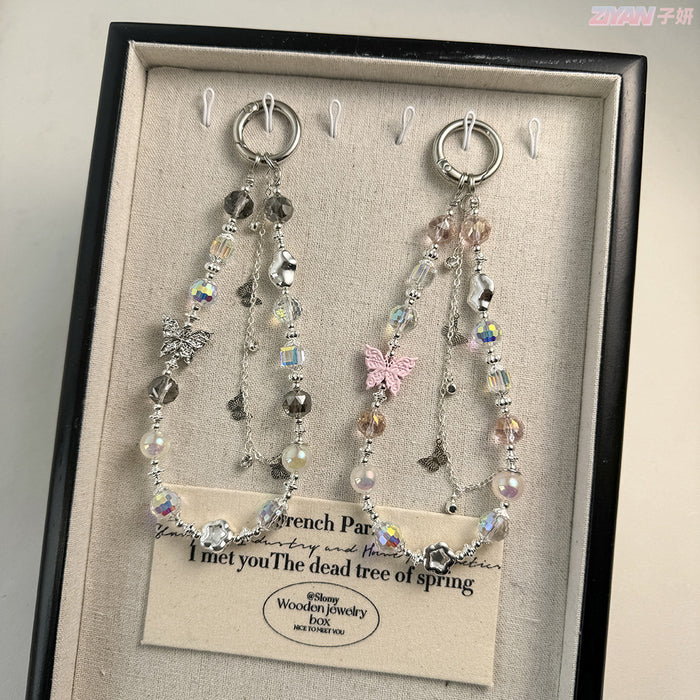 Wholesale Alloy Bow Beads Ins Cyber Celebrity Crystal Beads Case Keychain Pendant