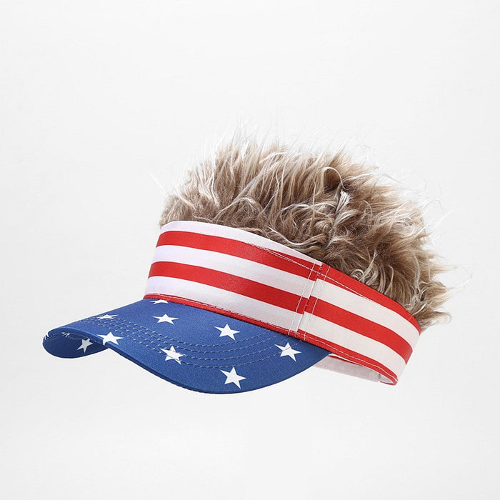Wholesale American flag five-pointed star striped wig baseball cap