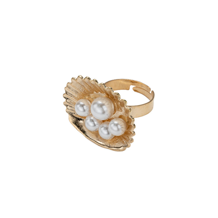 Wholesale Pearl Open Ring Fashion Creative Geometric Conch Adjustable Handpiece
