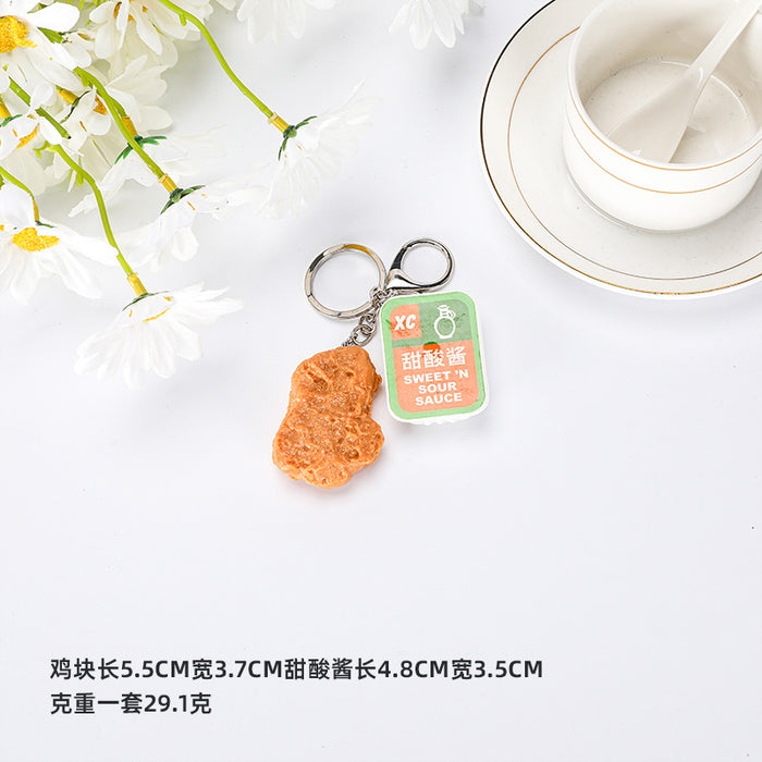 Wholesale Trendy Chicken Nugget Keychain Cute PVC Food Charm MOQ≥2