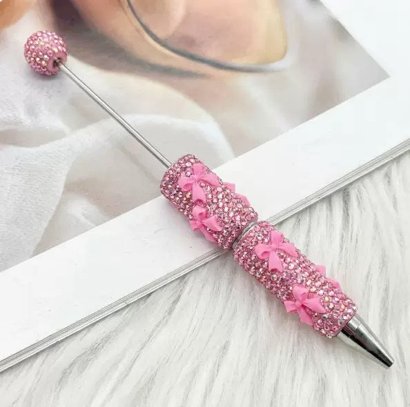 Wholesale Rhinestone Bow Beaded Pen – DIY Creative Ballpoint Pen for Office,  minimum quantity: 2