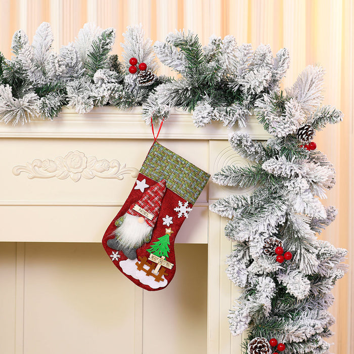 Wholesale Large Christmas Stocking Faceless Old Man Doll Christmas linen socks Candy Bag Gift Bag