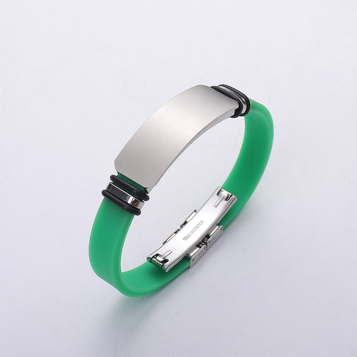 Wholesale Titanium steel personalized engraved sports basketball men's bracelet, silicone stainless steel couple bracelet