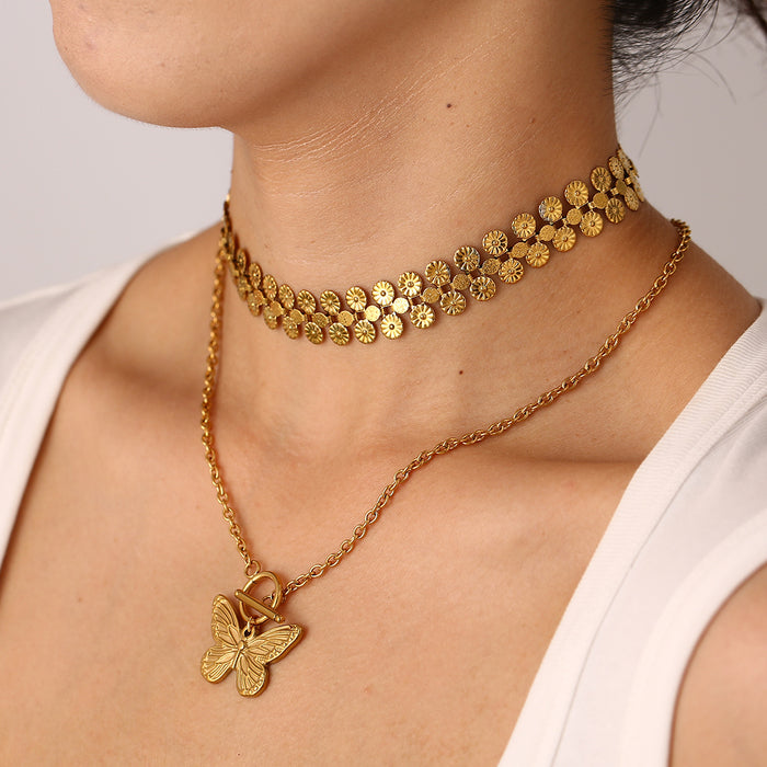 Wholesale Personalized fashion color preservation stainless steel temperament collarbone chain butterfly necklace wholesale