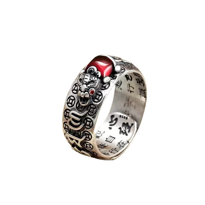 Wholesale Vintage silver Pixiu ring for men