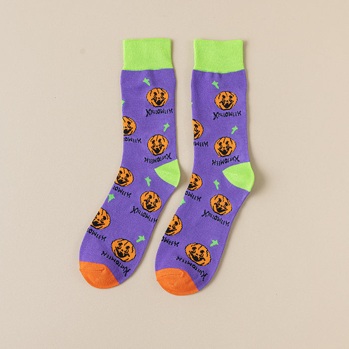 Wholesale  socks with cartoon creative mid-calf socks and cute pumpkin patterns
