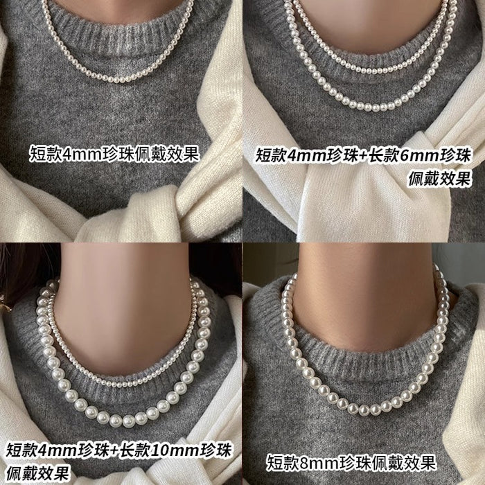 Wholesale Magnetic buckle, round pearl necklace, fashionable and socialite necklace, elegant design, high-end collarbone chain