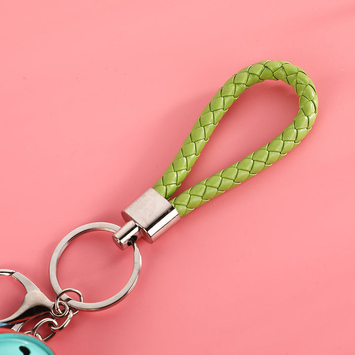 Wholesale Bag hanging decoration small gift creative woven leather rope bell keychain fashionable multi-color bell