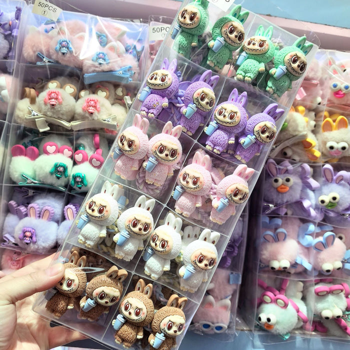 Wholesale 50pcs Cute cartoon doll, children's ponytail headband, rubber band headband