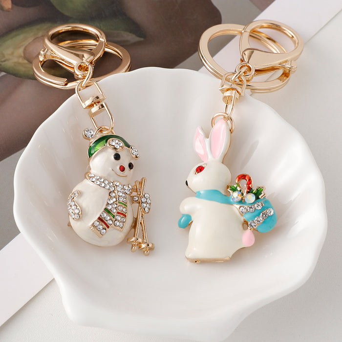 Wholesale keychain cute Christmas Tree metal pendant Christmas decorations
