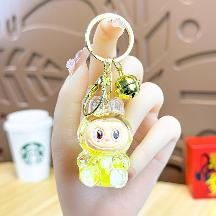 Wholesale Acrylic Bunny Quicksand Keychain Luminous Flashing Cute Doll Bag Gift Keychain