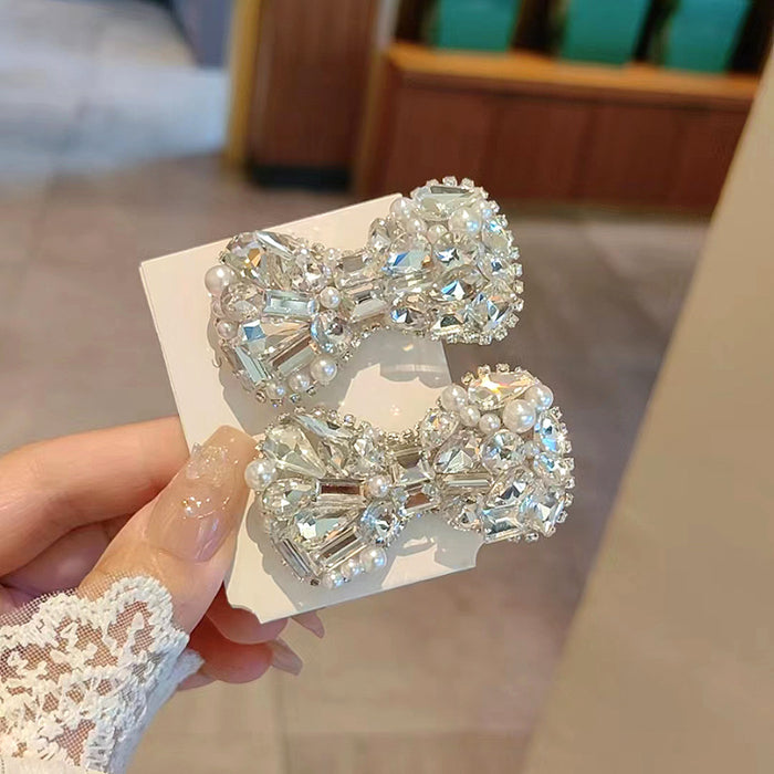 Wholesale Full diamond Bow Side Hair Clips for women