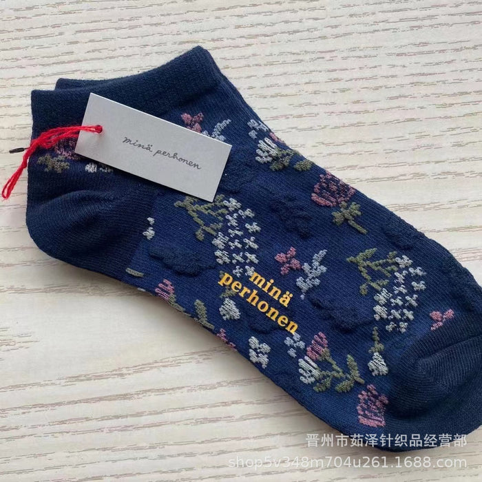 Wholesale Retro Art Flower Forest Series Low Top Boat Socks Short Socks