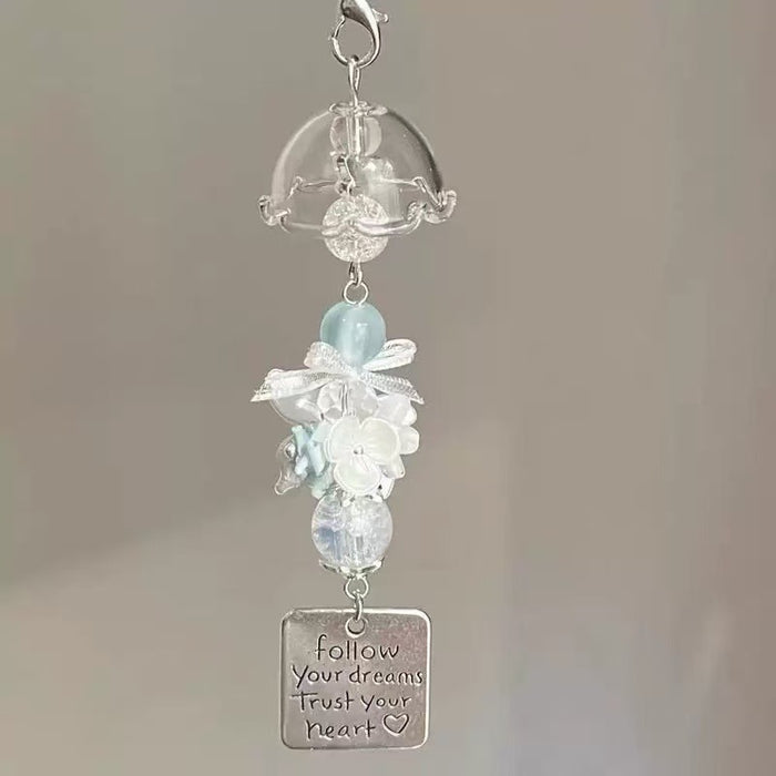 Wholesale Purple Elf Jellyfish Wind Chime Pendant Handmade Beaded Earphone Mobile Phone Chain