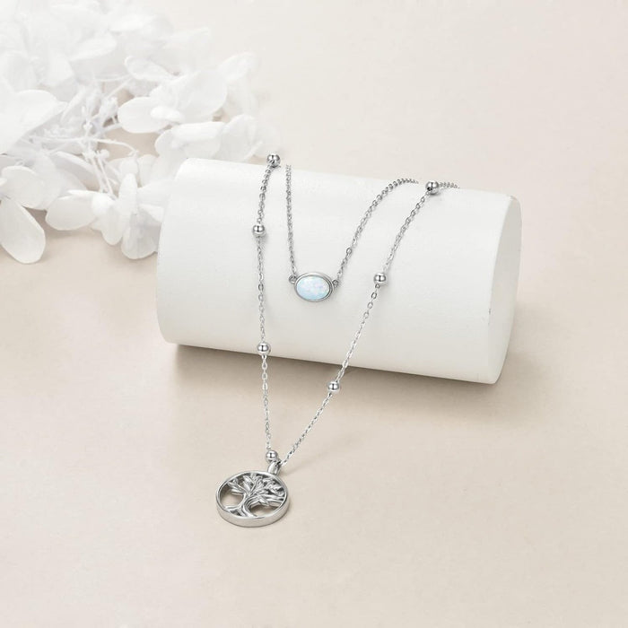 Wholesale Tree of Life necklace turquoise double layered necklace collarbone chain