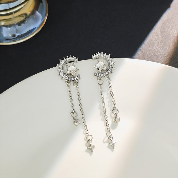 Wholesale Silver Butterfly Tassel Earrings High-end Earrings Elegant Diamond Pearl Long Earrings