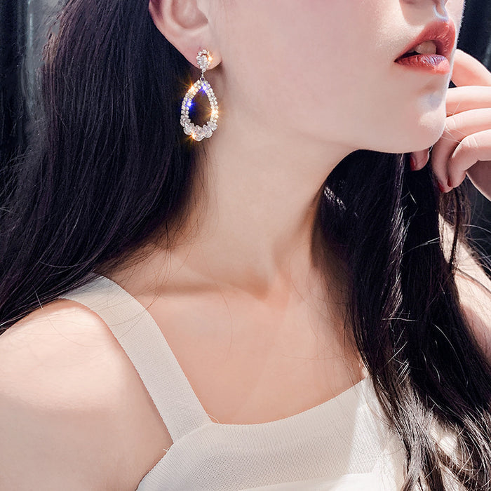Wholesale Geometric Diamond Drop-shaped Earrings JDC-ES-LanYin001