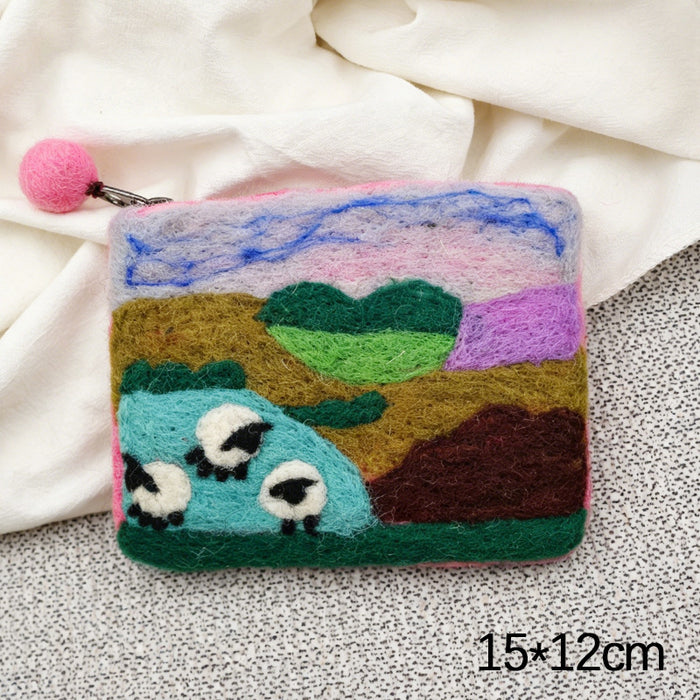 Wholesale Modern Felt Sheep Coin Purse Cute Cartoon Animal Phone Bag MOQ≥10