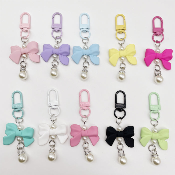 Wholesale Soft Touch Lacquer Bow Keychain Mixed Color Plastic Bag Charm MOQ≥2
