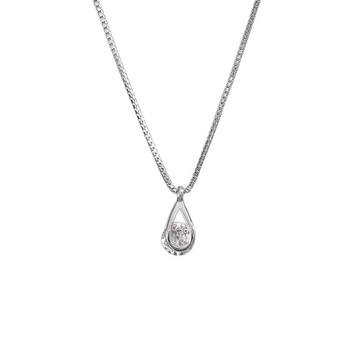 Wholesale New versatile zircon water droplet necklace, light luxury, niche design, geometric collarbone chain, simple accessory