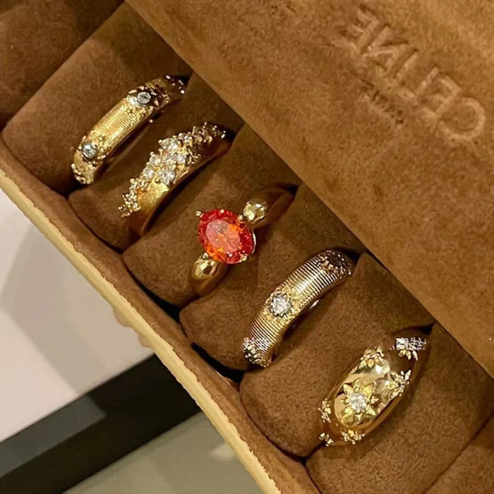 Wholesale Flash Diamond Retro brushed Wide Edition Ring