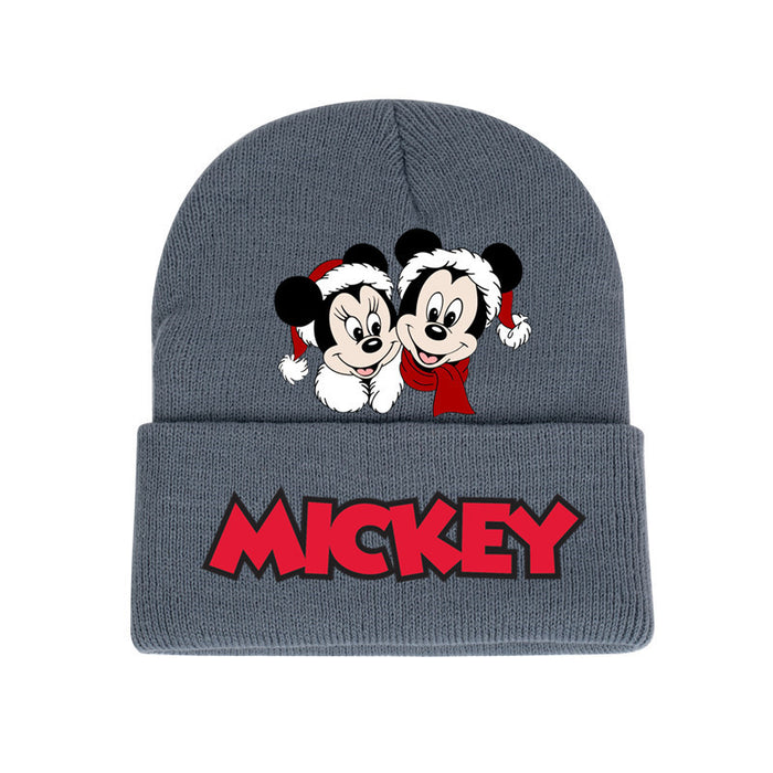 Wholesale Mickey Color Knitted Hat Foreign Trade New Fashion Black Printed Wool Hat Autumn and Winter Warm Ear Protection Hat JDC-FH-WDM013